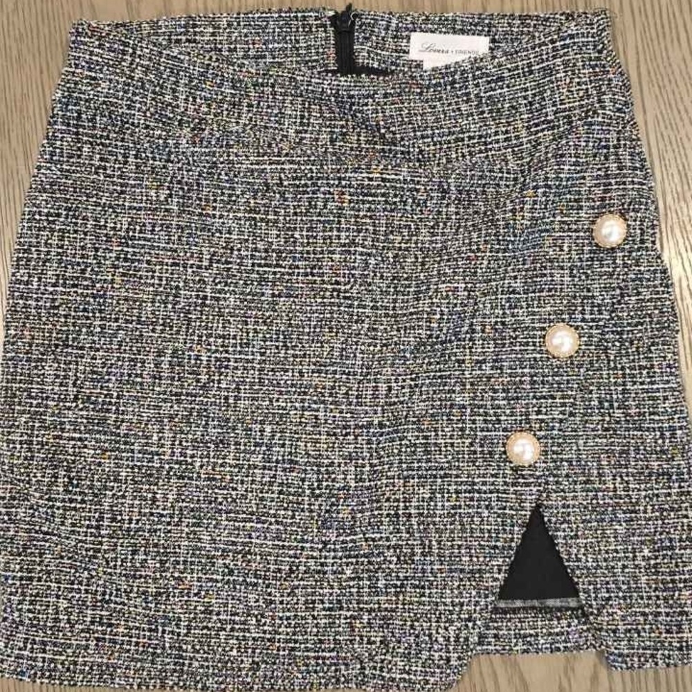 Lovers + Friends Black Tweed Pencil Skirt with Pearl Details - Picture 2 of 3
